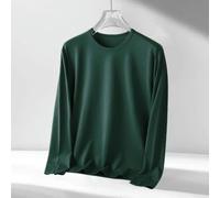Herren Langarmshirt Rundhals Casual T-Shirt Atmungsaktiv Locker Pullover Top für Frühling Sommer Winter Sport Outdoor Weiß Schwarz Grau Grün L-3XL(3XL Dark green)