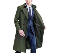 Herren Langer Trenchcoat 5906#, mehrere Farben Größen erhältlich, Mode Übermantel Jacke für Herbst Winter Business Casual Oberbekleidung Windbreaker (2XL Grün)