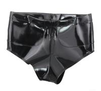 Herren Latex Shorts S-4XL Glänzende PU Leder Trunks mit Taschen Wetlook Unterwäsche für Club Party Nachtwäsche Alltag (4XL Schwarz)