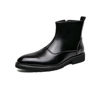 Herren Leder Boots Elegante Stiefel FüR Herren Klassischer Brogue-Stil Stiefeletten Mit ReißVerschluss LäSsig Business Schuhe High Top Anzugschuhe Formell Arbeitsschuhe Wassericht Lederstiefel