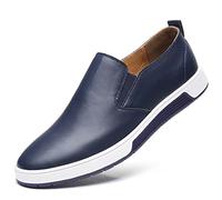 Herren Leder Business Schuhe Casual Anzugschuhe Zum Reinschlüpfen Halbschuhe Anzüge Hochzeit Schuhe Mokassins Flache Slipper Slip on Schuhe Männer übergrößen 37-48, Blau, 44 EU