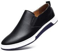 Herren Leder Business Schuhe Casual Anzugschuhe Zum Reinschlüpfen Halbschuhe Anzüge Hochzeit Schuhe Mokassins Flache Slipper Slip on Schuhe Männer übergrößen 37-48, Schwarz, 42 EU
