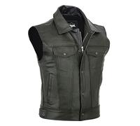 Herren Leder Weste Lederweste Weste Gothic PU-Leder Weste Herren Steampunk Kutte Leder Biker Rocker Motorrad Clubweste Bikerweste Motorradweste Schwarz Slim Fit Herrenweste