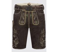 Krüger Buam Kurze Lederhose mit Gürtel Dunkelbraun (Größe: 58) 58 braun