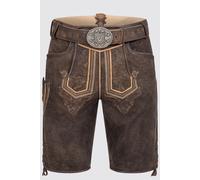 Herren Lederhose - ROGER - Trachtenhose - Krüger Buam - mit Gürtel - 962066-000-0007 Braun - Gr. - 46