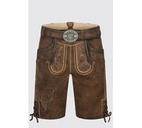 Herren Lederhose - WERNER - Trachtenhose - Krüger Buam - mit Gürtel - 964063-000-0007 Braun/Braun - Gr. - 44