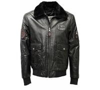 Herren Lederjacke Aero mit abnehmbaren Lammfellkragen in Schwarz