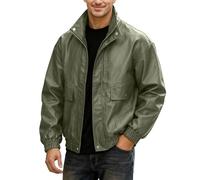 Herren Lederjacke Bikerjacke Motorrad Slim Fit Militär Bomberjacke Vintage Wasserdicht Jacke Windbreaker Funktionsjacke Casual Sportjacke Übergangsjacke