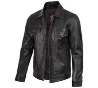 Herren Lederjacke - echtes Lammfell Lederjacken für Männer - Braun - Medium