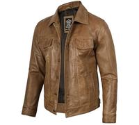 Herren Lederjacke - echtes Lammfell Lederjacken für Männer - Braun - Medium