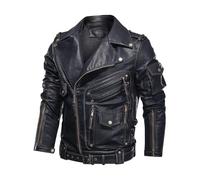 Herren-Lederjacke for Herbst und Winter, coole Lederjacke mit Reißverschluss for Herren, Freizeit-Edition, Lederjacke mit Reißverschluss, Retro-Slim-Biker-Lederjacke, Street-Trend-Lederjacke, geeignet