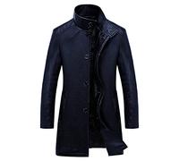 Herren Lederjacke - Luxus Trench Ledermantel Herren Einreihig Business Casual Lederjacke Männlich Schwarz Lange Pu Mantel Große Größe, Blau, 4Xl