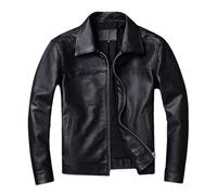 Herren Lederjacke Natur Herren Echt Rindsleder Jacke Lässige Herrenbekleidung, Schwarz , XL