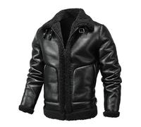Herren Lederjacke Winter Oversized Luxus Dicke Warme Jacke Jugend Mode Liebhaber PU Lederjacke Mäntel,Schwarz,3XL