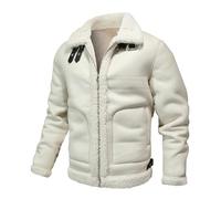 Herren Lederjacke Winter Oversized Luxus Dicke Warme Jacke Jugend Mode Liebhaber PU Lederjacke Mäntel,Weiß,3XL