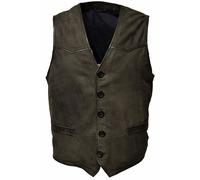 Maddox - Herren Lederweste Lammnubuk Leder dunkelbraun : 52