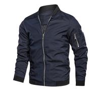 Herren Leichte-Dünne Bomberjacke-Klassische Stehkragen-Outdoor Jacke-Mantel - Sportjacke Reißverschluss Freizeit Lässige Winddichte Fliegerjacke Frühling Herbst Blouson Übergangsjacke Hellblau S
