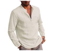 Herren Leinenhemd Kuba Baumwolle Hemd Hemd Herren Kurzarm Leinenhemd Baumwolle Langarm Kariertes Hemd Sommer Slim Fit Business Hemd Herren Einfarbig Basic Shirt for Männer