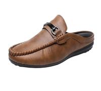 Herren Loafer Pantoletten PU Slipper Riemen Schnalle rutschfest Soft | PU loafer pantoletten ideal als Freizeitschuhe, Slipper, und Mokassins für Herren riemenlos schnalle rutschfest PVC Sohle sof
