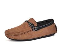 Herren-Loafer, Wildleder-Vamp-Loafer for Fahren, Nahtdetails, widerstandsfähig, bequem, rutschfest, leicht, flacher Absatz, Hochzeit, Party, Slip-on(Braun,43 EU)