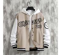 Herren Loose Fit Buchstaben Grafik Zweifarbige Collegejacke ohne Kapuze