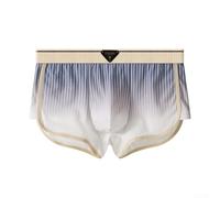 Herren Low Waist Trunks mit stilvollem Streifenmuster und atmungsaktiver U konvexer Tasche (L Blau)
