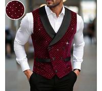 Herren Luxus Strass Weste, Schal Kragen elegante Hochzeits-Smoking Weste, Business Lässig schicke Weste, Herbstkleidung, Zeremonie, Formal