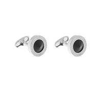 Herren-Manschettenknöpfe aus Legierung, 19 g, mit eingelegtem Wellenmuster, rund, 19 g, 2 Stück pro Packung, One size, Metall, nicht anwendbar