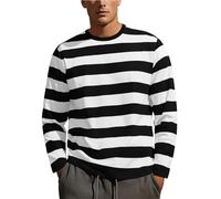 Herren Marine T-Shirt, gestreift, langärmlig, Rundhalsausschnitt, locker, fischerhemd, Langarmshirts, Ringelpulli Langarm, Longsleeve, Sommerliches Freizeitshirts Basic T-Shirt für Männer Geschenk