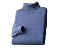 Herren Merino Wolle Pullover Rollkragen Verdickte Wolle Pullover Jugend Lose Warme Strickpullover, blau, L