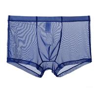 Herren Mesh Boxershorts Dünn Transparent Atmungsaktiv Netz Slip Shorts Niedriger Bund Unterwäsche für Alltag Sport Weiß Schwarz Hellblau Grau Saphir(L Sapphire)