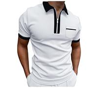 Herren Mit Reißverschluss Hochwertige Sport Business Slim Fit Polohemd Ärmellos Tailliert Muskelshirts Polohemden Basic Hemd Männer Sommer T-Shirts Herren Poloshirt Blau