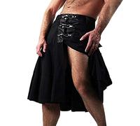 Herren mittelalterlicher Krieger Kilt Mode Vintage Gothic Punk Rock Leder Patchwork Pocket Knight Rock