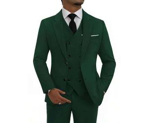 Herren Mode 3-teiliger Anzug Set, inklusive schmal geschnittene Blazer, doppelreihige Weste, Hose, Business/Formale Kleidung für Arbeit & Anlässe