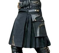 Herren Mode Schottischer Rock Neue Männer Traditioneller Kilt Rock Utility Männlich Klassischer Retro Rock Mittelalterliche Schottland Faltenröcke XXL Schwarz