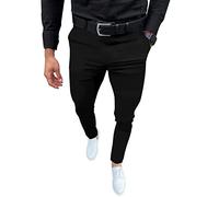 Herren Mode Slim Fit Kleid Hose Casual Business Skinny Stretch Hose Golfhose, Schwarz, Groß