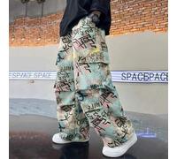 Herren Mode Street Punk Stil Camouflage Muster Jogginghose, ein Muss-haben Artikel, personalisierte lässige Street Fashion Weite Bein Hose, Herbst