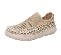 Herren-Mokassin aus Leder, große Größe, Loafers und Loafer, perforiert, Freizeitschuhe, Sportschuhe aus atmungsaktivem Mesh, Wanderschuhe, dicke Sohle, Slip-On zum Anziehen - Reisen, Wandern, Alltag
