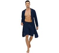 Herren Morgenmantel Sexy - Herren Bademantel Leicht Und Kurz, Morgenmantel Satin Kimono Robe Leichter Nachtwäsche Männer Dünn Sommer Saunamantel Langarm Schlafanzug Satin-Nachthemd Hausmantel