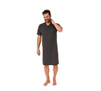 Herren Nachthemd, V-Auschnitt, Kurzarm, Knielang, Allover, Grau, 70725, Gr. 58