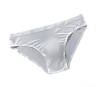 Herren Nahtlose Ice Silk Boxer Shorts Dünn Atmungsaktiv(White L)