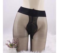 Herren Nahtlose Unterhosen Strumpfhosen Leichte Bodyhose Strümpfe für den täglichen Tragekomfort (Black Ball)