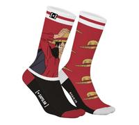 Herren Naruto Shippuden Socken aus Baumwolle, 1 Paar Fantasie-Socken für Männer Itachi, hoch und weich, Rot / Weiß / Schwarz, 39-42
