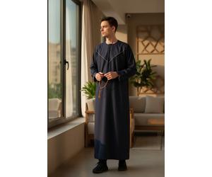 Herren Navy Ramadan marokkanische Jubba Robe Djellaba Eid Kaftan Thobe LFS -TT-007 60