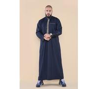 Herren Navy Thobe Jubba Emirati Islamische Arabische Eid Stickerei Kaftan Jubbah Robe 60