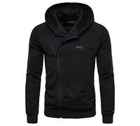 Herren New Diagonal Zipper Hooded Sweatshirt Nähte Leder Cardigan Jacke Herren Hoodie Diagonal Zipper Design Langarm Hoodie Herren Solid Color Sport Tops mit Tasche Diagonal Reißverschluss Hooded