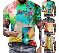 Herren Oberteile Rundhals Kurzarm T-Shirt Loose Sommer Mode Tshirt Grafik Kreativen Retro Bedruckte Streetwear Sport Freizeit Lang Tee Tops Kurzarmshirts