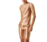 Herren ÖL Glanz Bodysuit Kompression Unterwäsche Sport Trikot Leotard Herren Body Stringer Bodysut Leotard Herren Body Stringer Bodysuit Leder Optik Männer Shirt Unterhem