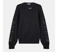 Herren Off-White Bestickter Regular Fit Rundhals-Pullover in Schwarz/Creme M