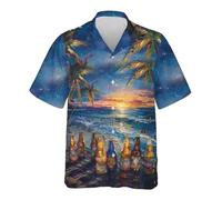 Herren Oktoberfest Outfit, Hawaii Hemd Männer Kurzarm Lustig mit Bier Muster Button-Down 90er Jahre Hawaii Festival Outfit Hip Hop, Trachtenhemd Modern Fit Hemden Luftig Herrenhemden für Fest, Alltag